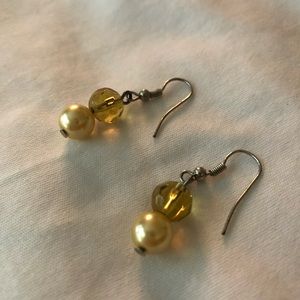 Yellow and gold beaded earrings